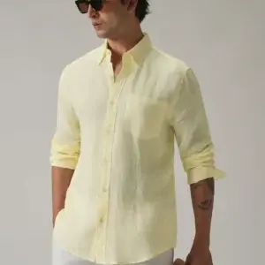 Executive Linen Luxe – Pastel Yellow Men’s Shirt