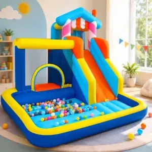 Kids Inflatable Bounce House with Slide & Ball Pool – Indoor Play Castle