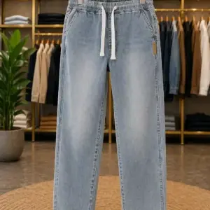 Men’s Urban Fit Denim Track Joggers – Light Blue Casual Bottom