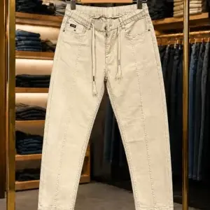 Men’s Beige Drawstring Pants – Premium Casual Wear Smart Fit Trousers