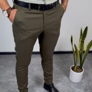Olive Green Slim Fit Trousers