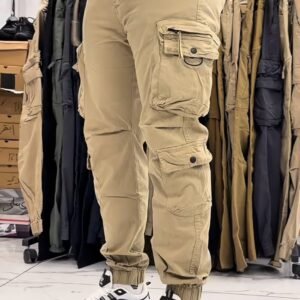 Men’s Beige Tactical Cargo Joggers – Premium Streetwear Pants