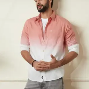 Men’s Pink & White Ombre Casual Shirt