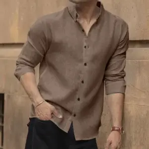 Coffee Brown Textured Slim Fit Casual Shirt – Effortless Urban Sophistication