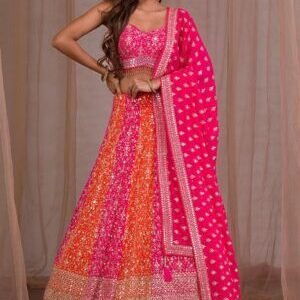 Pink Zariwork Georgette Readymade Lehenga