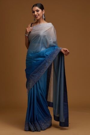 Bottle Green Zariwork Georgette Saree