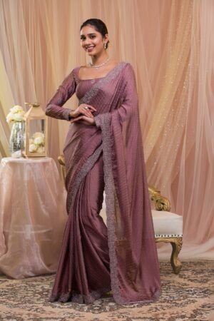 Peacock Blue Chiffon Designer Saree