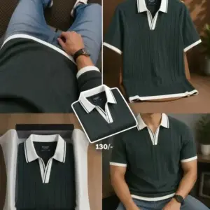 Men’s Ribbed Polo & Casual Shirt Combo | Premium Half Sleeve Summer T-Shirts for Men | Trendy Casual Wear