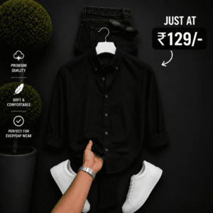 Premium Black Men's Shirt & Black Denim Jeans Combo – Elegant Casual Outfit for Men